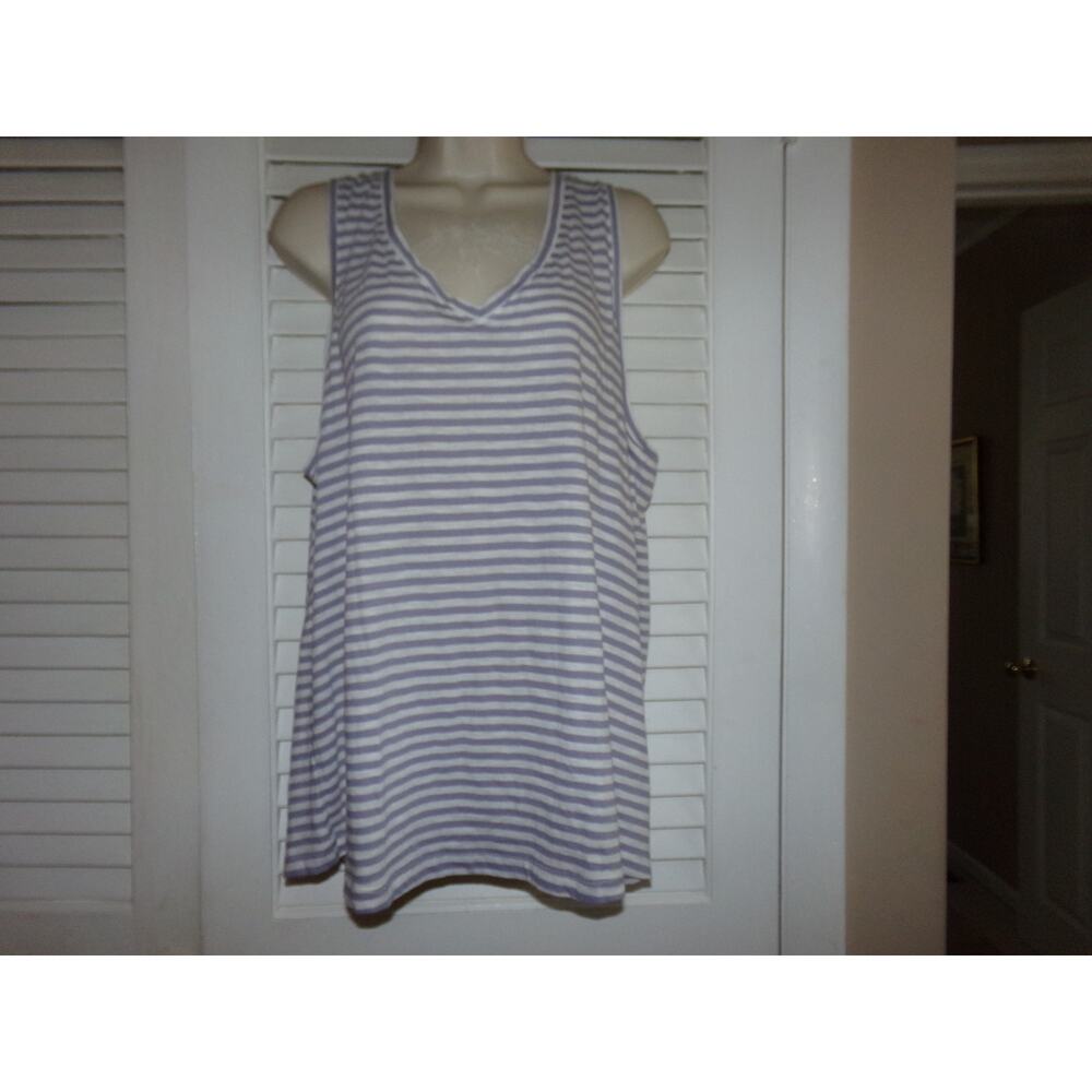 Madewell 100% cotton lavender/white striped knit top 1X NWOT SOFT